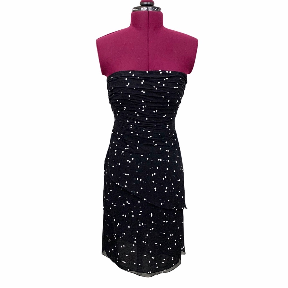 Kay Unger Dress Strapless Black Polka Dot 2